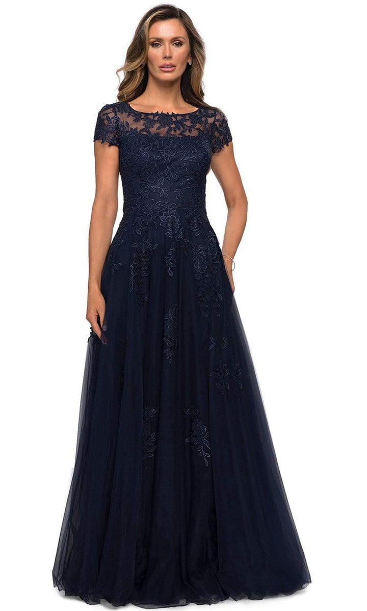 La Femme - Embroidered Gown 27920SC In Blue