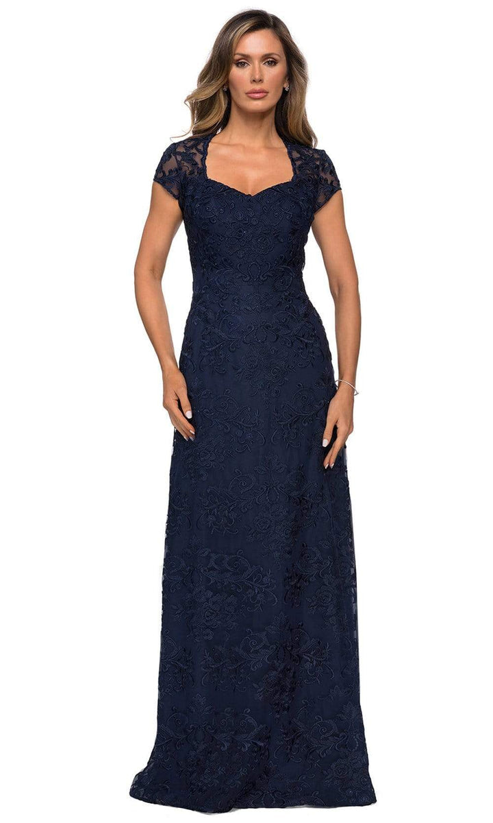 La Femme - Embroidered Dress 27951SC In Blue
