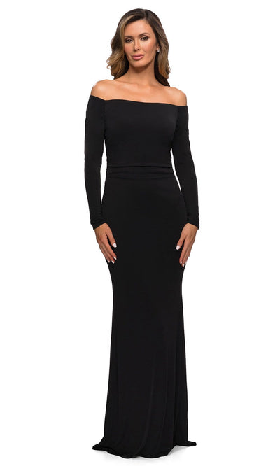 La Femme - 28054SC Off Shoulder Body Hugging Dress In Black