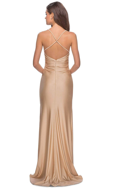 La Femme - 28206 Jersey Crisscross Back Prom Gown Evening Dresses