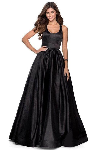 La Femme - 28281 Low Scoop Neck Pleated Ballgown - 1 pc Black In Size 10 Available CCSALE 10 / Black