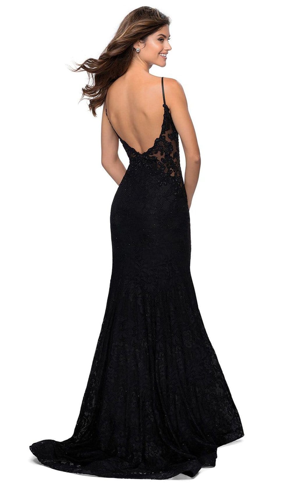 La Femme - 28355SC Plunging V-Neck Gown In Black