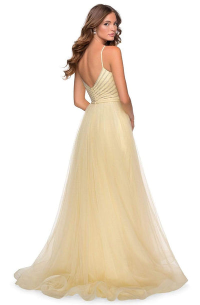 La Femme - 28511 Asymmetric Rhinestone Beadings Tulle Prom Dress Prom Dresses