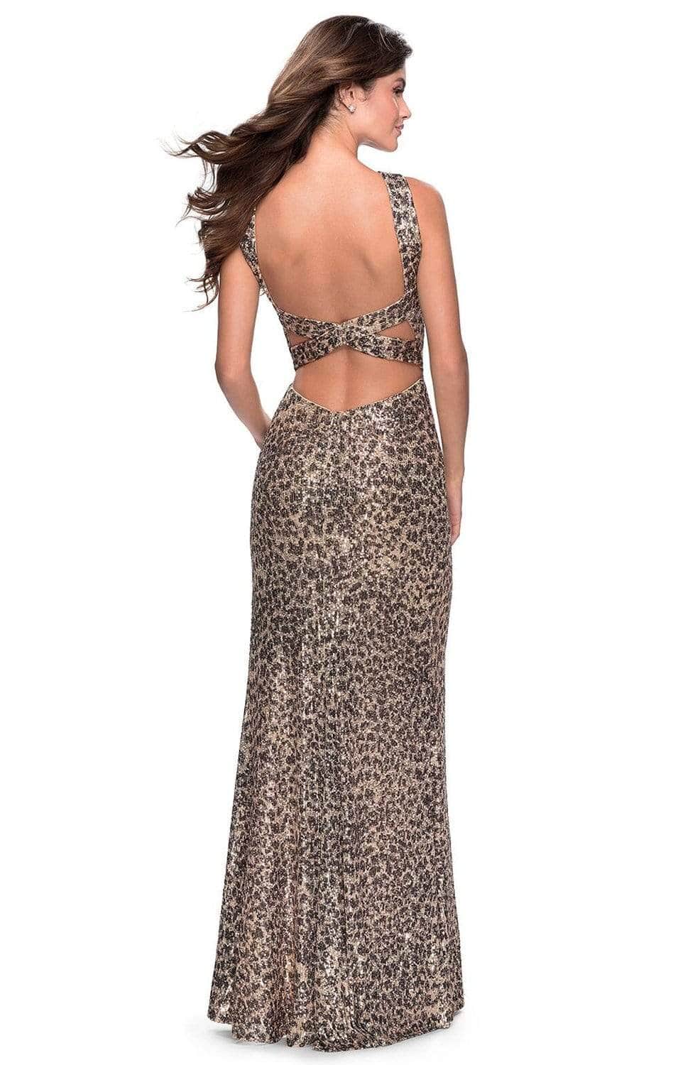 La Femme 28672SC- Printed High Halter Prom Dress Prom Dresses 10 / Leopard