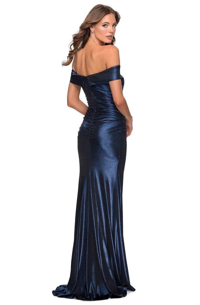La Femme - 28740 Off-Shoulder Metallic Sheath Dress Evening Dresses