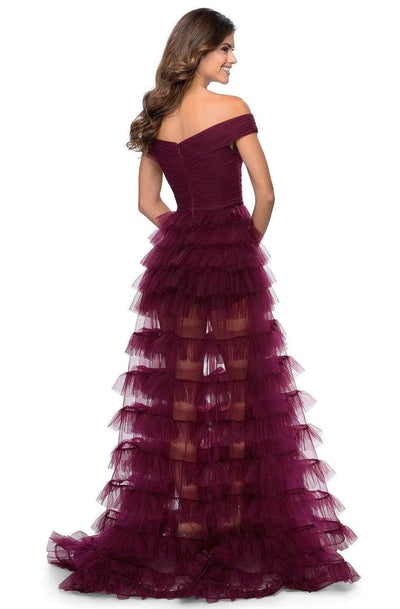 La Femme 28804SC - V-Neck Illusion Tiered Prom Dress Prom Dresses 6 / Black