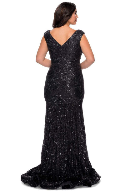 La Femme - 28837 V Neck Rhinestone Beaded Full Lace Evening Gown Evening Dresses