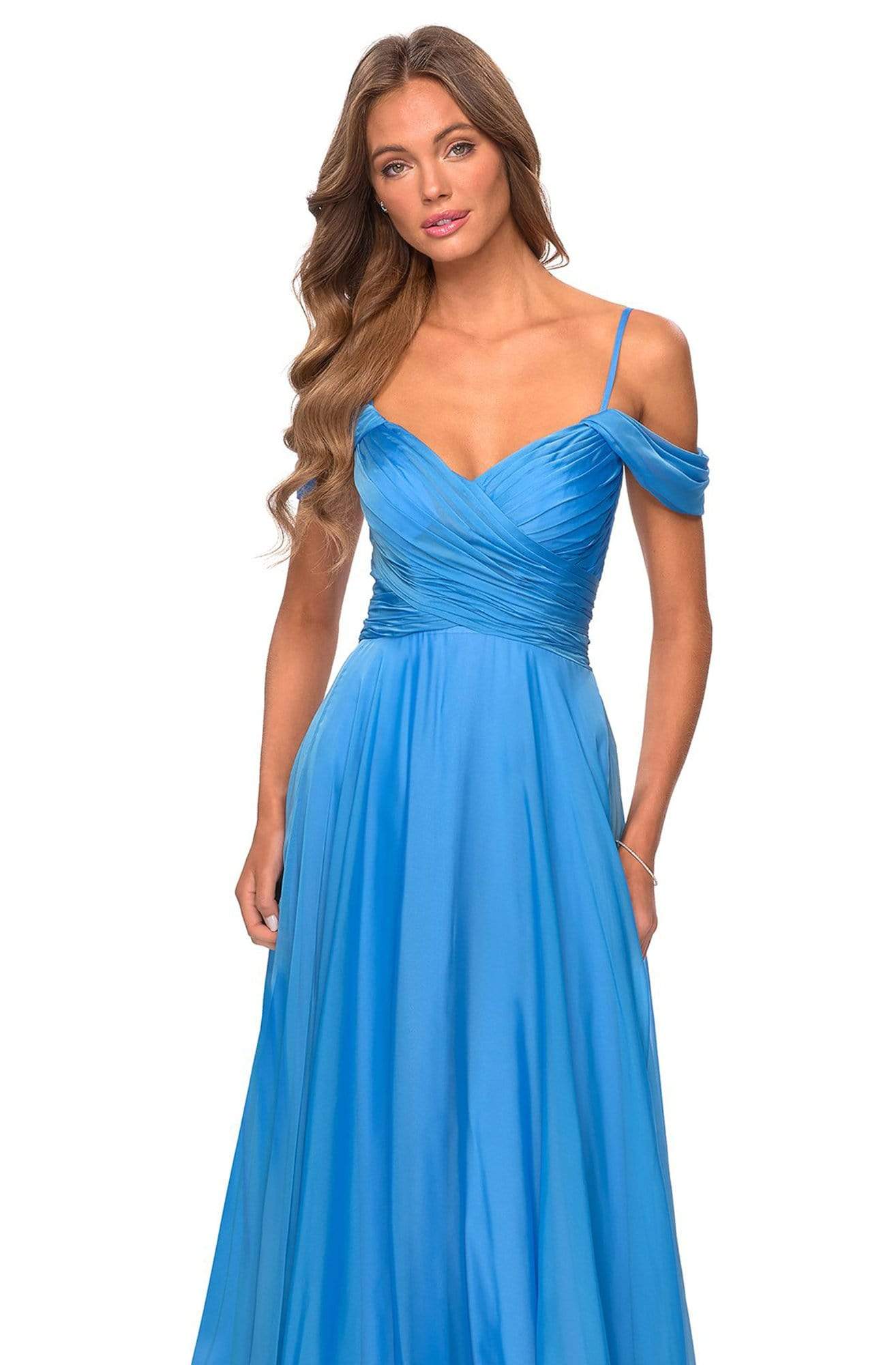 La Femme - 28942 Crisscross Surplice Cold Shoulder Gown Prom Dresses