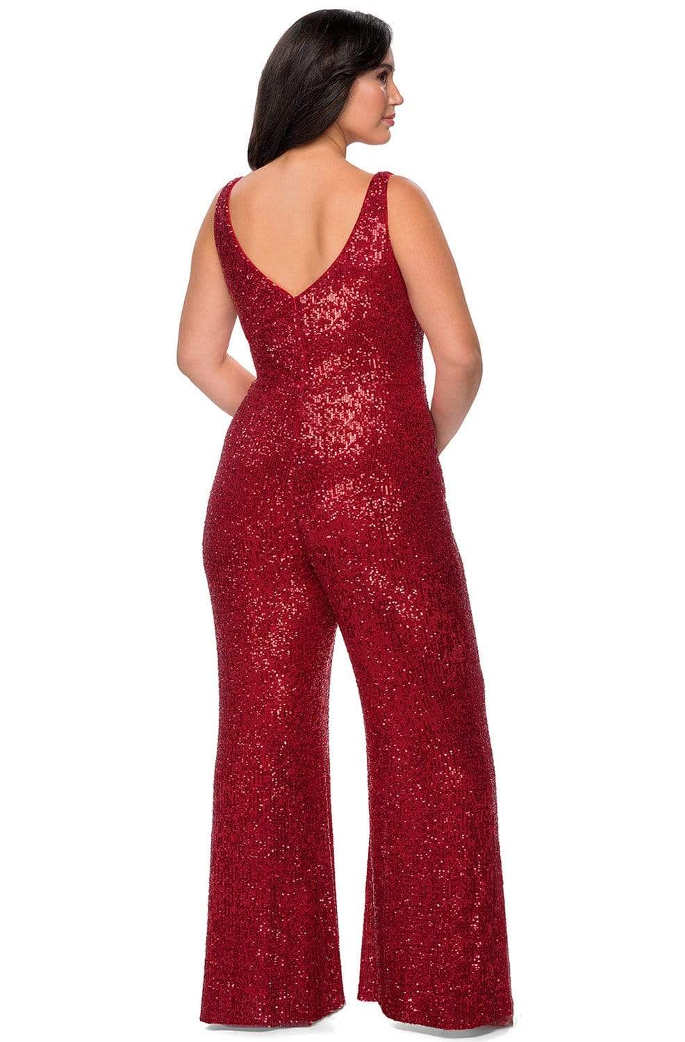 La Femme - 29003 Sequined Plunging V-neck Jumpsuit Evening Dresses