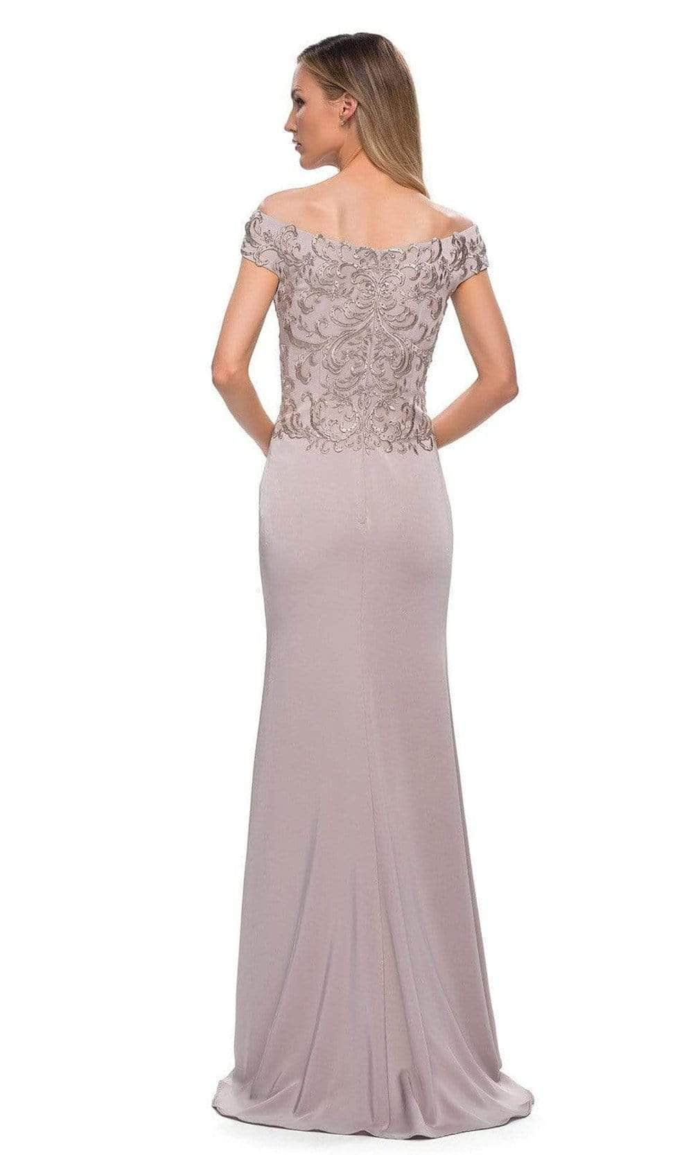 La Femme 29331SC - Embroidered Cap Sleeve Formal Dress Mother of the Bride Dresses 12 / Light Taupe