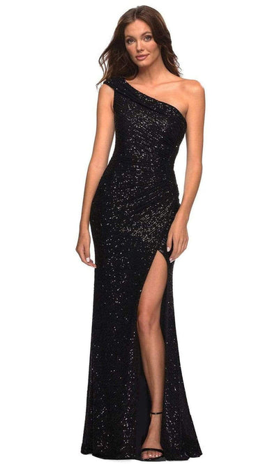 La Femme - 29627 Folded Asymmetric Long Gown Prom Dresses