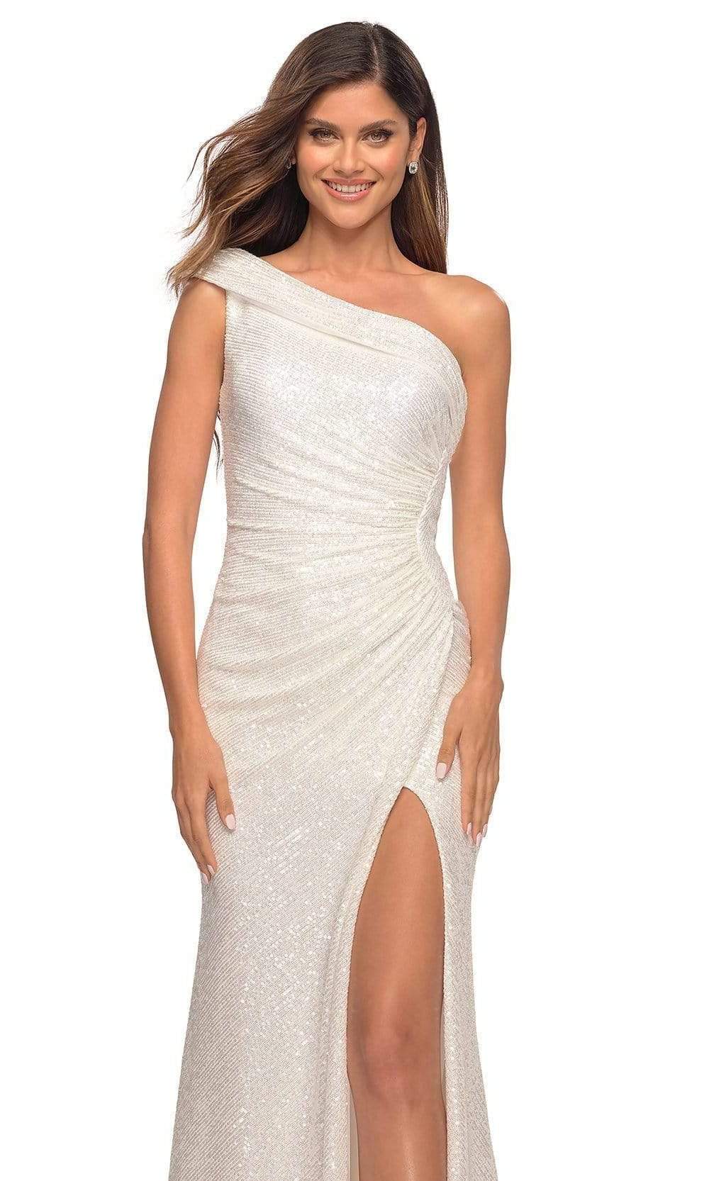 La Femme - 29627 Folded Asymmetric Long Gown Special Occasion Dress
