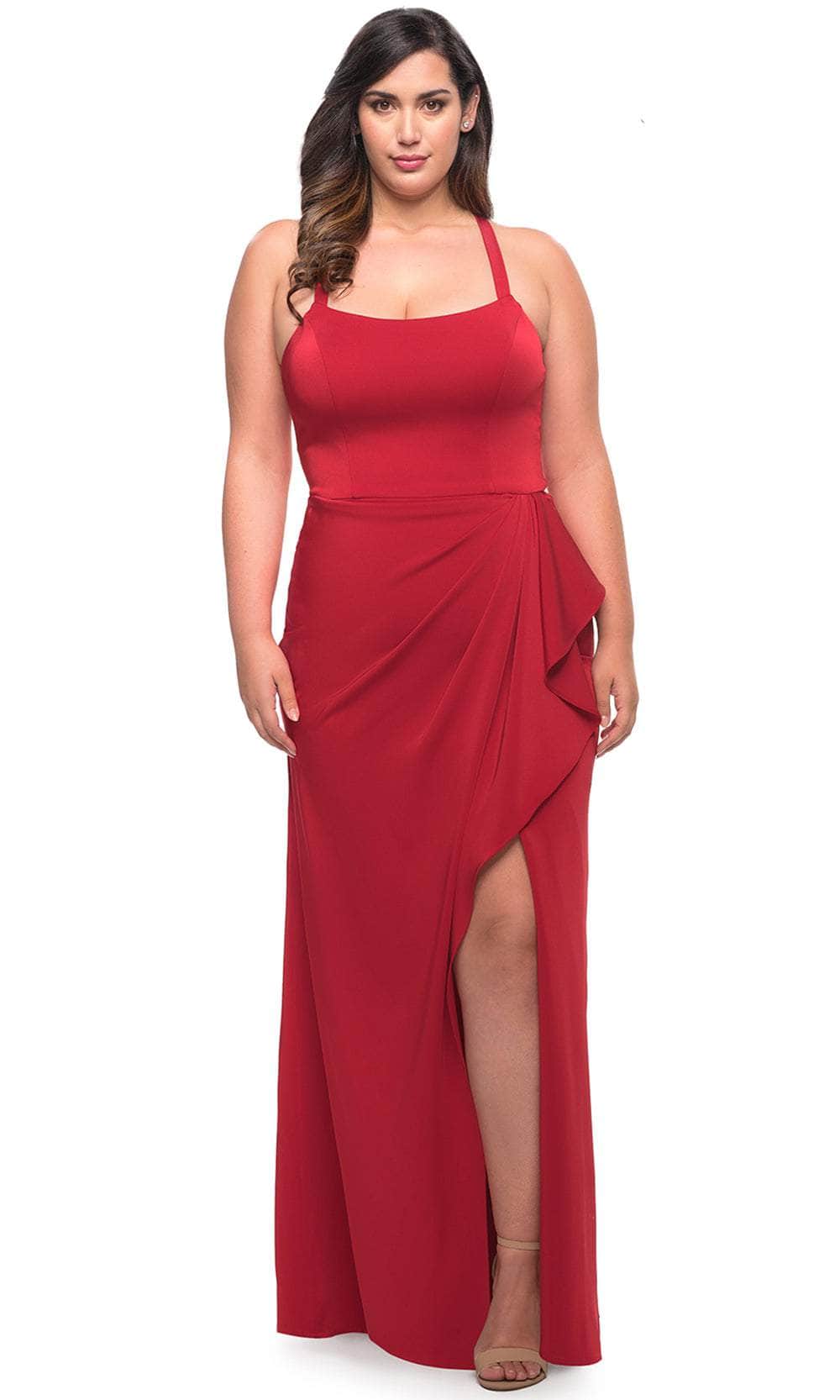 La Femme 29634 - Sleeveless Ruffled Long Dress Special Occasion Dress 12W / Red