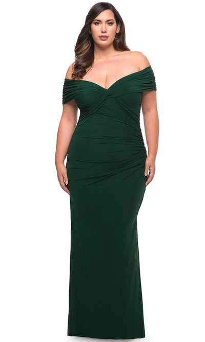 La Femme 29635 - Off Shoulder Prom Dress Special Occasion Dress 12W / Emerald