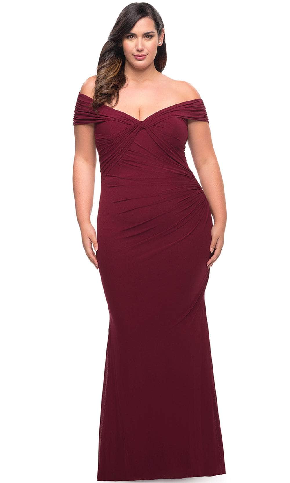 La Femme 29635 - Off Shoulder Prom Dress Special Occasion Dress 12W / Wine