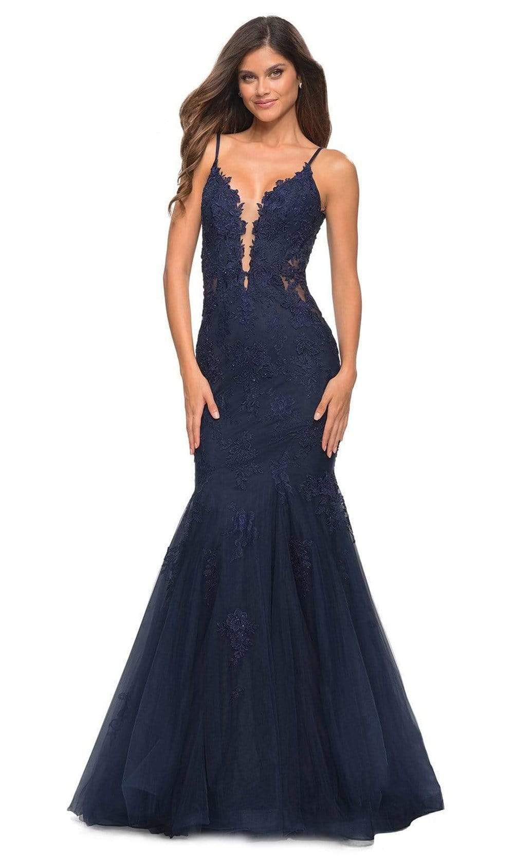 La Femme - 29680 V-Neck Lace Appliqued Gown Special Occasion Dress