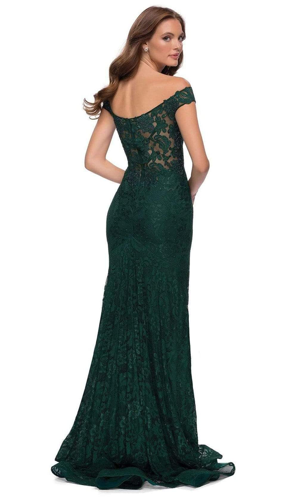 La Femme - 29693 Stretch Lace Deep Off Shoulder Trumpet Dress Evening Dresses