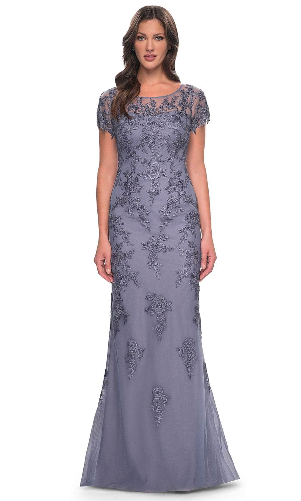 La Femme 29792 - Illusion Sheath Formal Dress Evening Dresses 4 / Dusty Purple