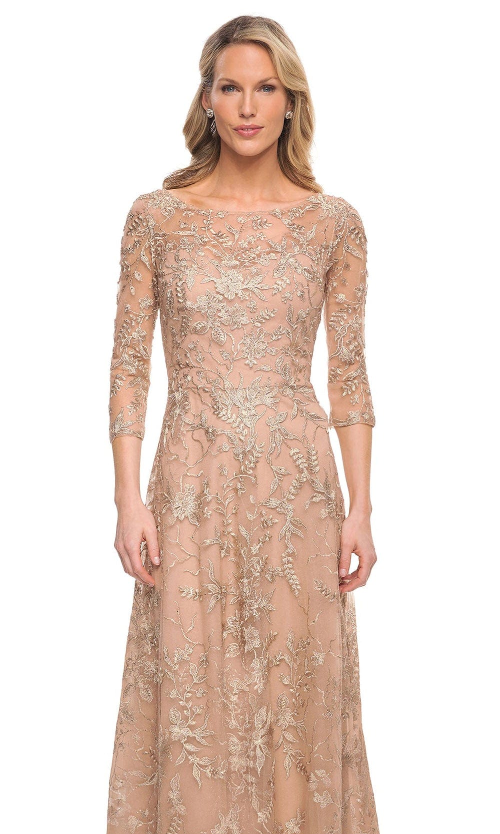 La Femme 30021 - Applique Quarter Sleeve Mother of the Bride Dress ADASA La Femme 30021 - Applique Quarter Sleeve Mother of the Bride Dress ADASA