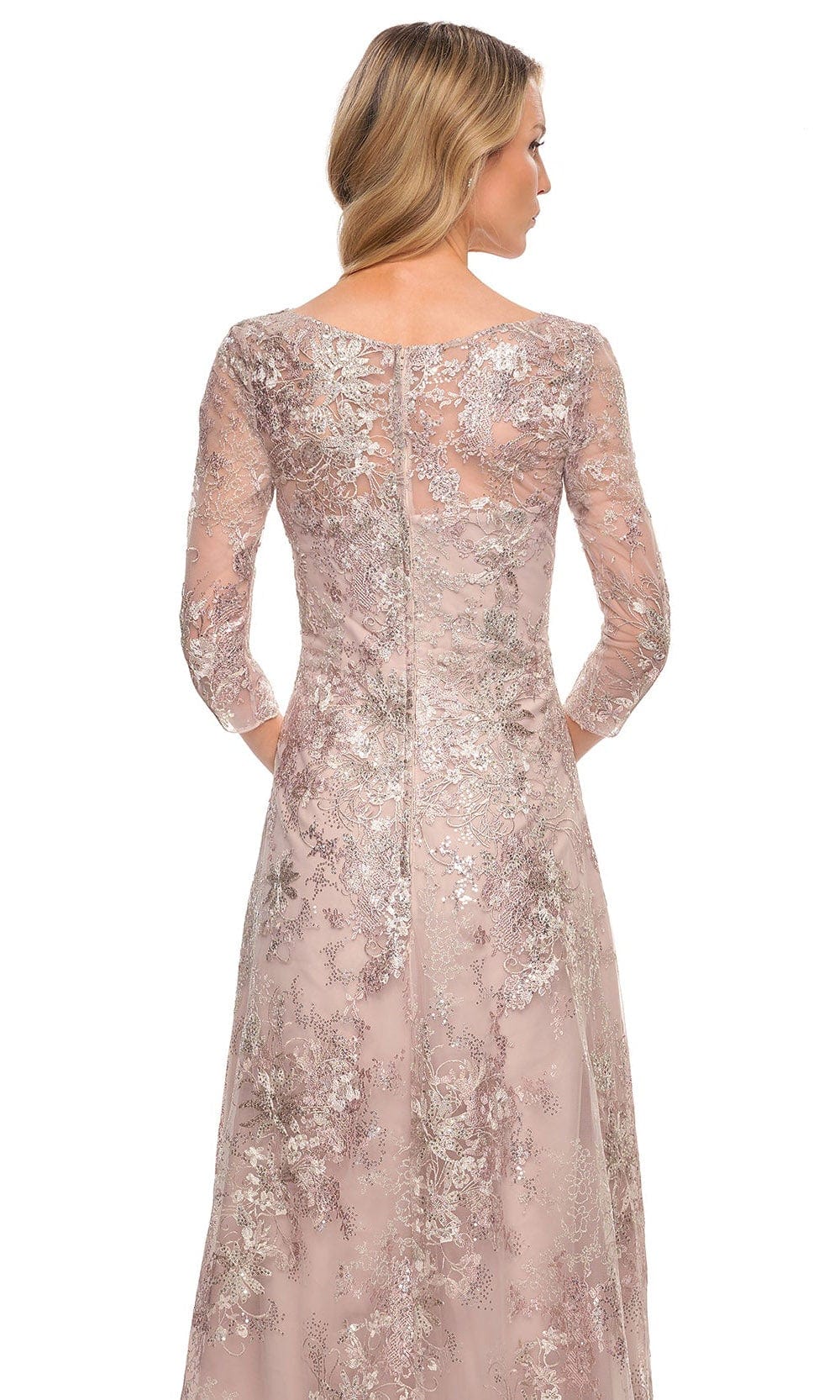La Femme 30054 - Embroidered V-Neckline A-Line Dress Special Occasion Dress