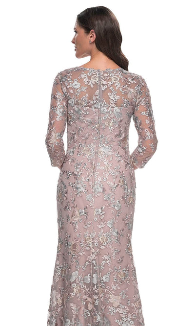 La Femme 30081 - V-Neck Floral Embroidered Dress Mother of the Bride Dresses