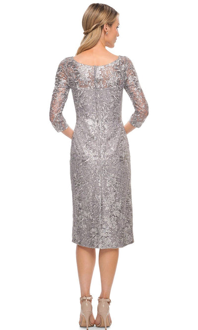 La Femme 30097 - Embroidered Bateau Knee-Length Dress Cocktail Dresses