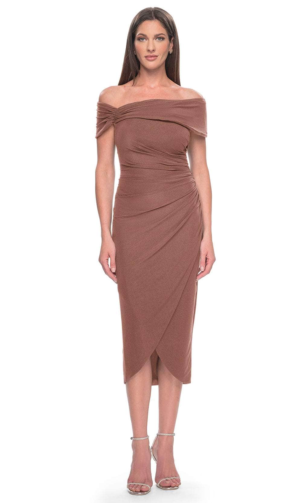 La Femme 30109 - Tulip Hem Cocktail Dress Cocktail Dresses 4 / Cocoa