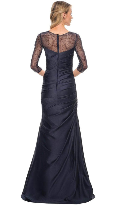 La Femme 30138SC - Beaded Illusion Mermaid Formal Dress Mother of the Bride Dresses 10 / Navy