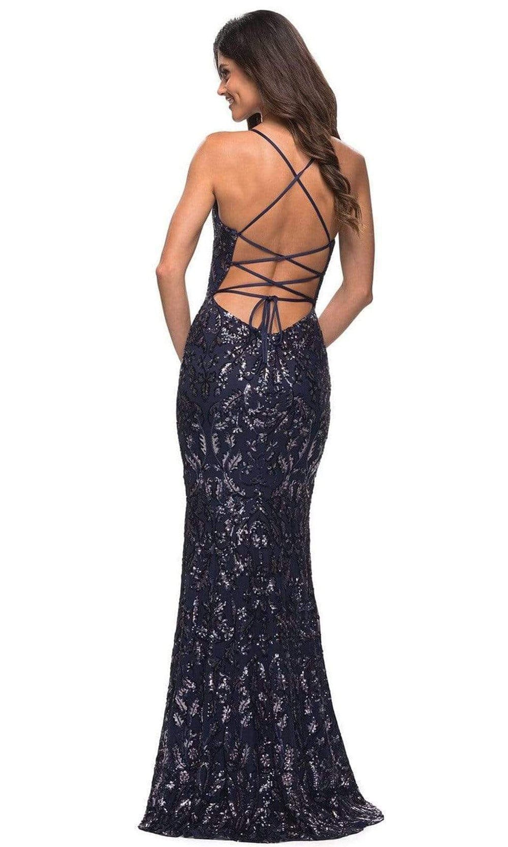 La Femme - 30150 Deep V-Neck Sleeveless Evening Dress Prom Dresses