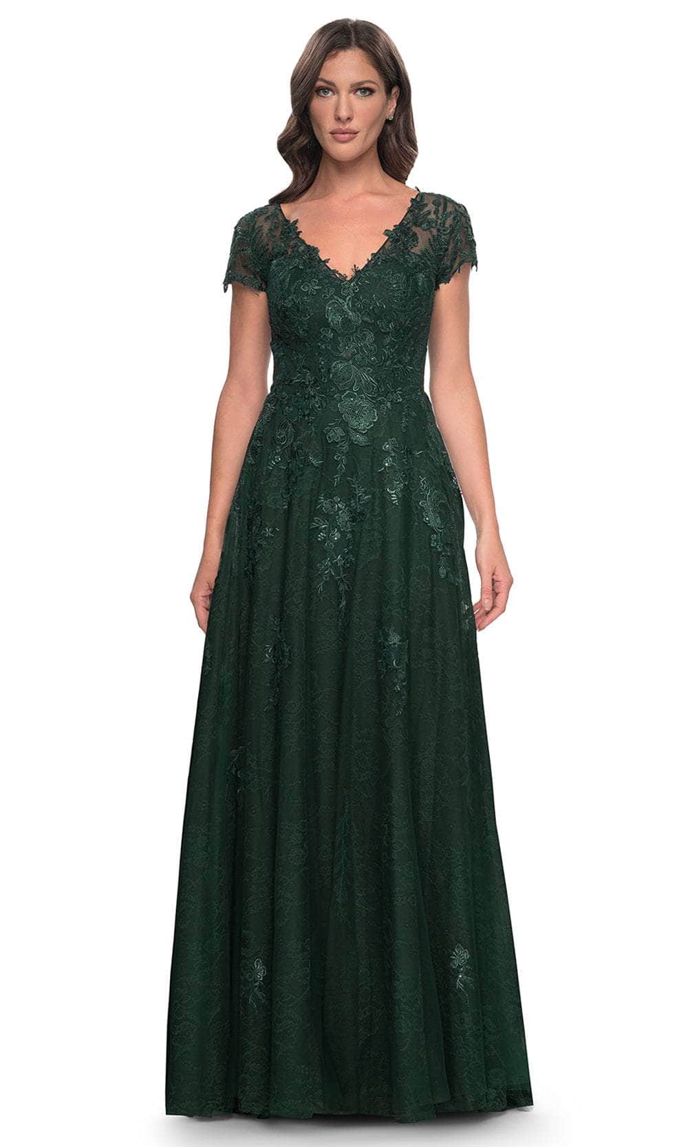 La Femme 30168 - A-Line Floral Formal Dress Evening Dresses 4 / Emerald