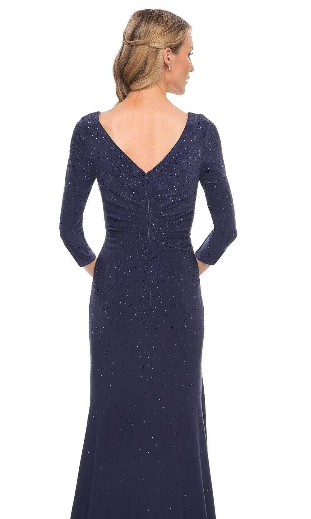 La Femme 30177SC - Quarter Sleeve Jersey Formal Dress Mother of the Bride Dresses 6 / Navy