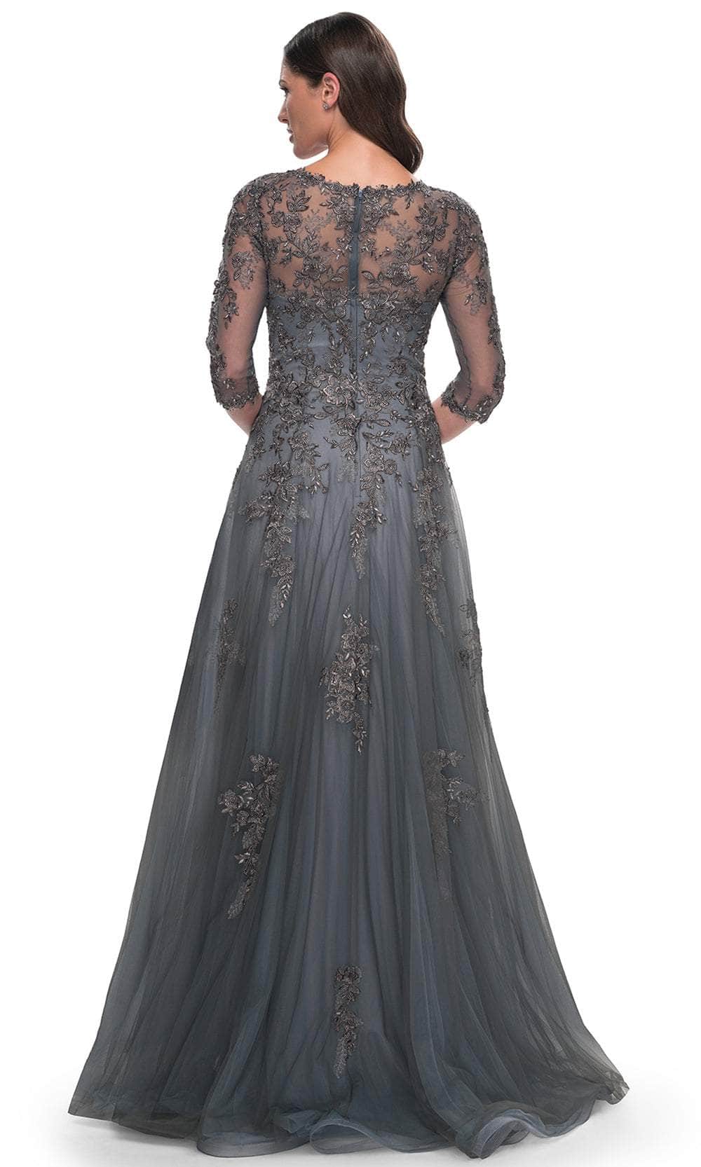 La Femme 30201 - Long Lace A Line Dress La Femme 30201 - Long Lace A Line Dress