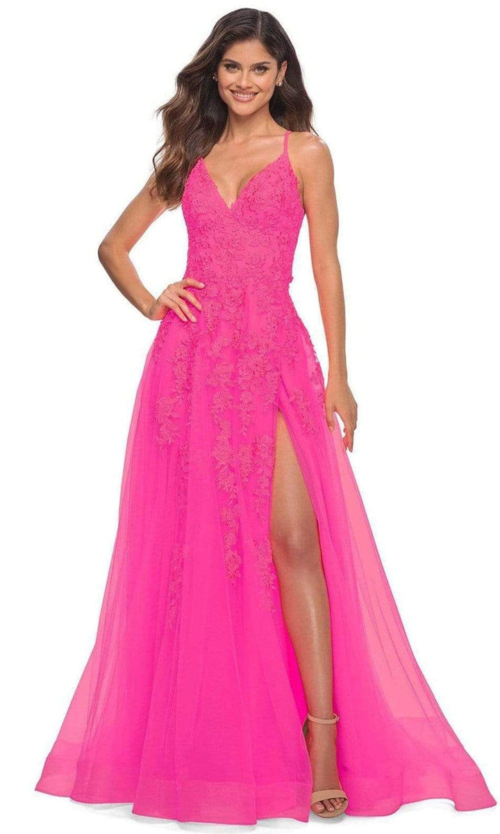 La Femme - Sleeveless A-Line Prom Dress 30303SC In Pink