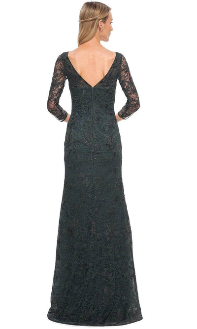 La Femme 30317SC - Beaded Lace Bateau Formal Dress Mother of the Bride Dresses 4 / Dark Emerald