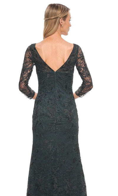 La Femme 30317SC - Beaded Lace Bateau Formal Dress Mother of the Bride Dresses 4 / Dark Emerald