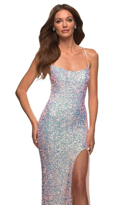 La Femme - 30371 Multicolor Sequined Slit Dress Special Occasion Dress