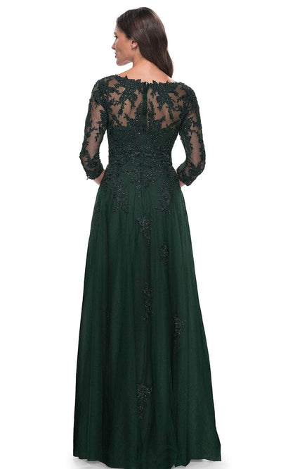 La Femme 30398 - V-Neck Lace Applique Evening Dress Mother of the Bride Dresses