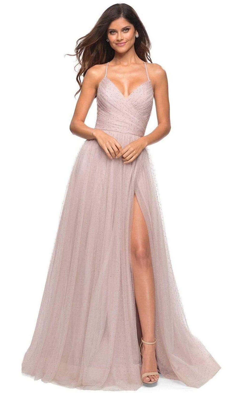 La Femme - 30536 Beaded High Slit Ballgown Prom Dresses 00 / Mauve