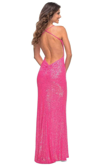 La Femme - 30615 Scoop Sequined High Slit Gown Prom Dresses