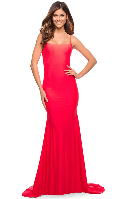 La Femme 30682 - Neon Trumpet Evening Dress Special Occasion Dress 00 / Hot Coral