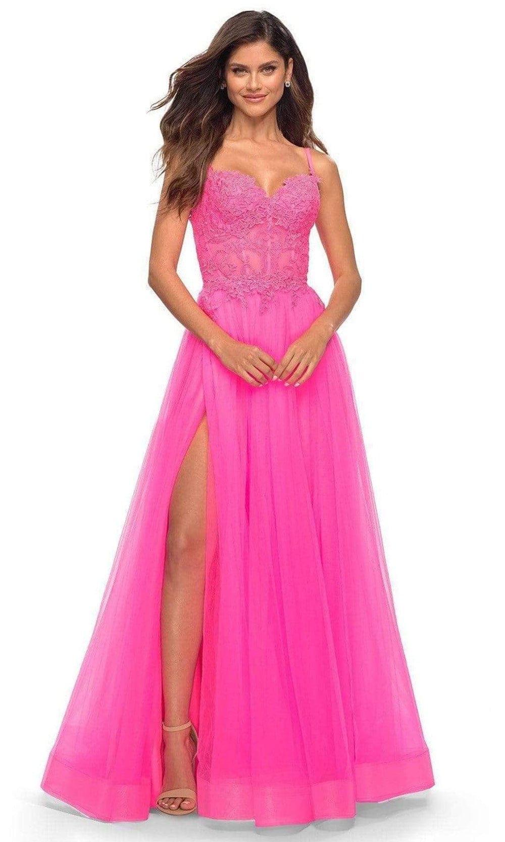 La Femme - Appliqued Sweetheart Prom Gown 30755SC In Pink
