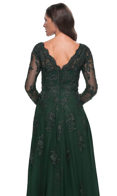 La Femme 30795 - Lace Ornate V-Neck Dress Mother of the Bride Dresses