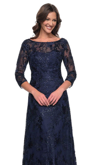 La Femme 30835 - Embroidered Bateau Formal Dress Evening Dresses
