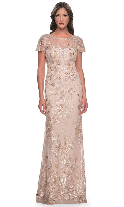 La Femme 30841 - Sequin Illusion Formal Dress Mother of the Bride Dresses 2 / Champagne