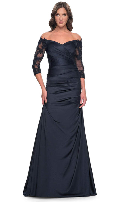 La Femme 30853 - Off Shoulder Satin Evening Dress Mother of the Bride Dresses