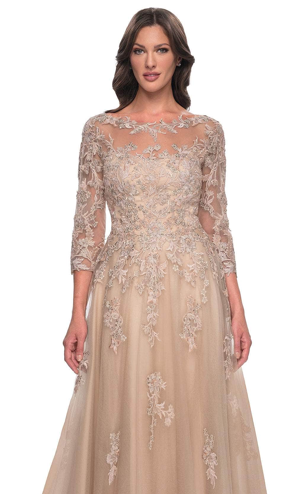 La Femme 30859 - Bateau Neck Embroidered Gown Prom Dresses