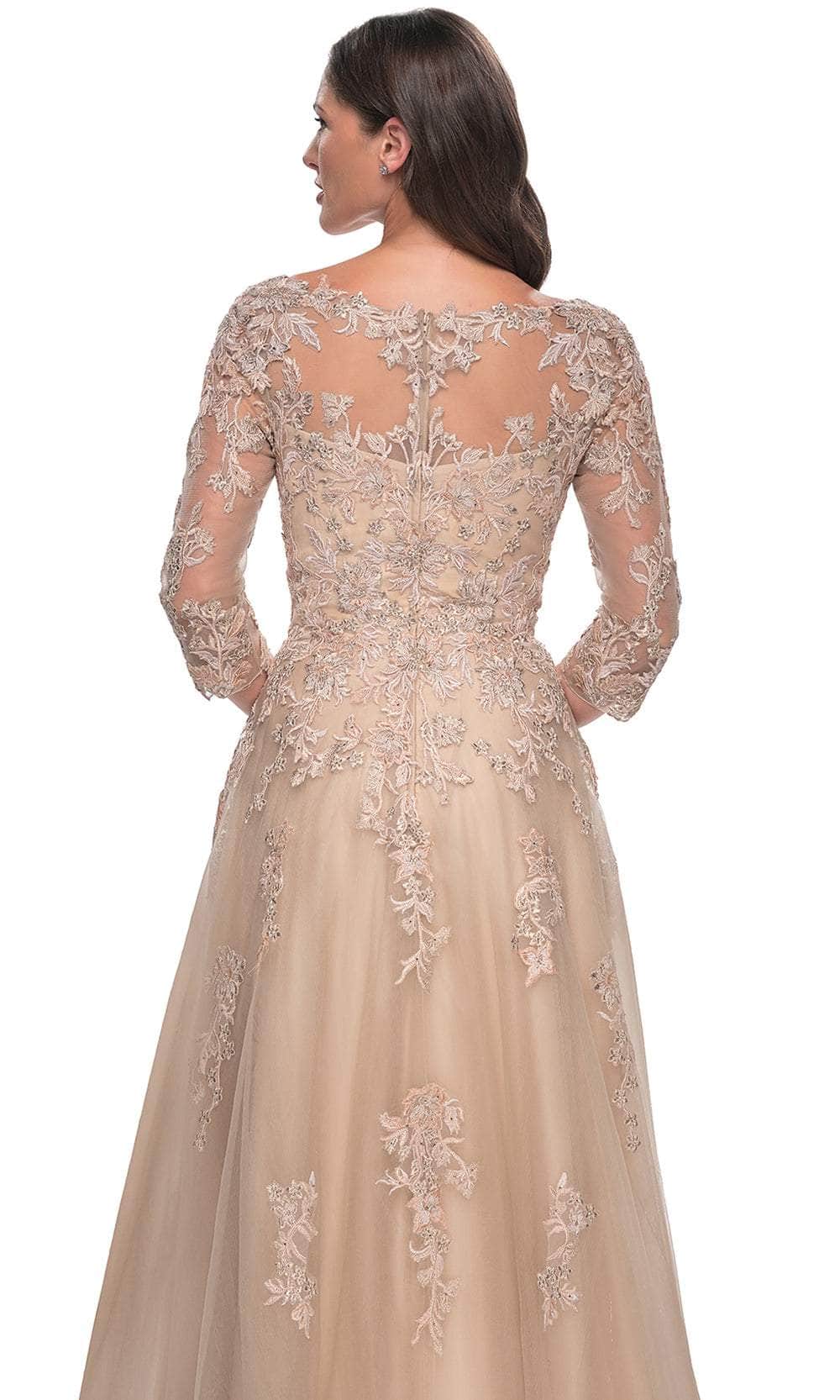 La Femme 30859 - Bateau Neck Embroidered Gown Prom Dresses