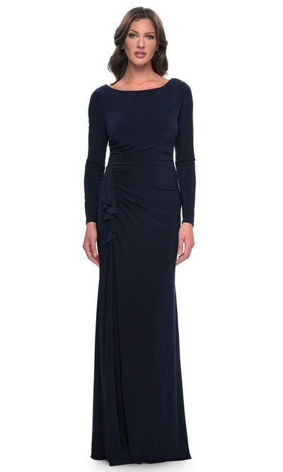 La Femme 30881 - Long Sleeve Sheath Evening Dress Mother of the Bride Dresses  / Navy