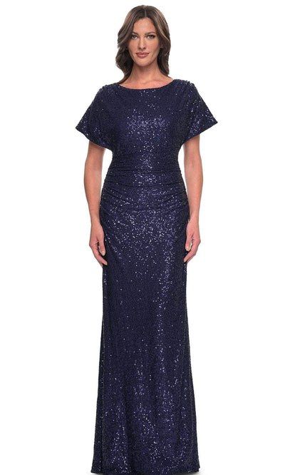La Femme 30885 - Sequin Evening Dress with Dolman Sleeves Mother of the Bride Dresses  / Navy