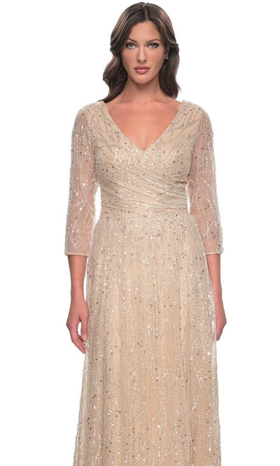 La Femme 30911 - Sequin V-Neck Formal Dress Mother of the Bride Dresses